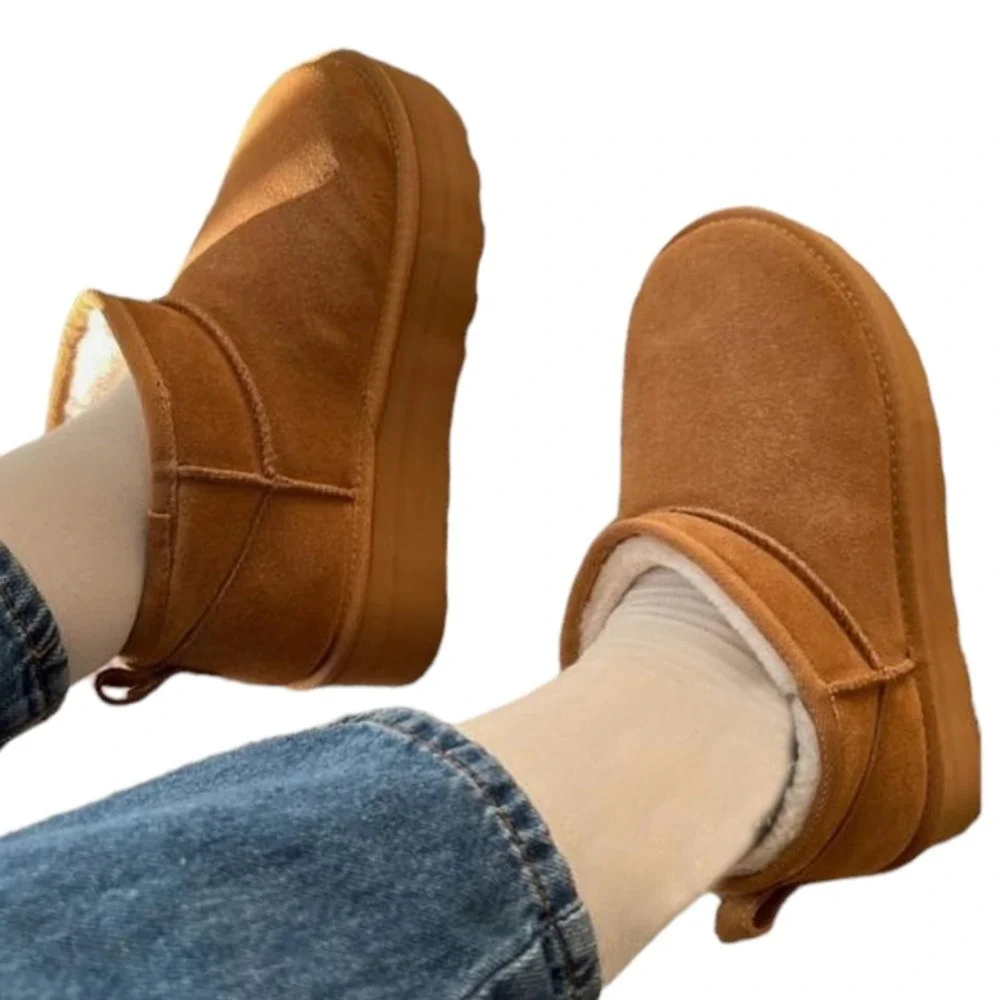 Ultra‎ Mini Snow/Winter Boots Platform Faux Suede Chestnut Slip-On Casual Size 9